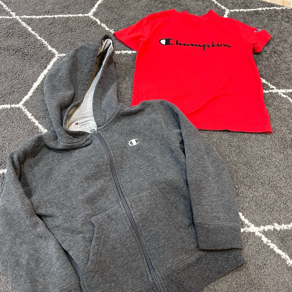 Champion sweat shirt and t shirt size 6